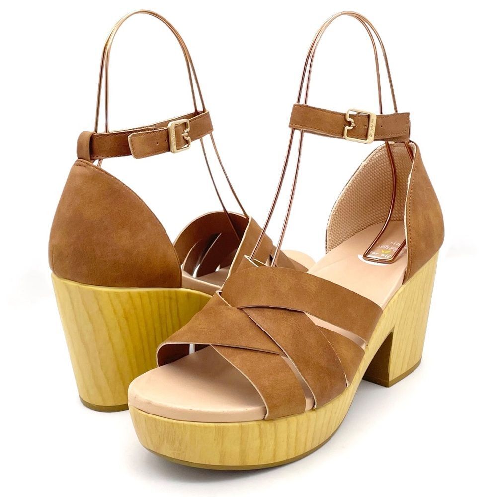 Dr. Scholl’s Blissful Platform Clog Sandal Brown Faux Leather Women's Size 8.5 - Picture 5 of 16
